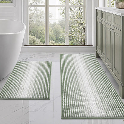 BSICPRO Bathroom Rugs Sets 2 Piece, Modern Bath Mat 20"x47"+20"x32", Blue