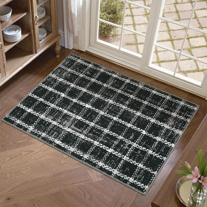 ROYHOME 6x9 Area Rug for Living Room Washable Khaki Brown Checkered Rugs
