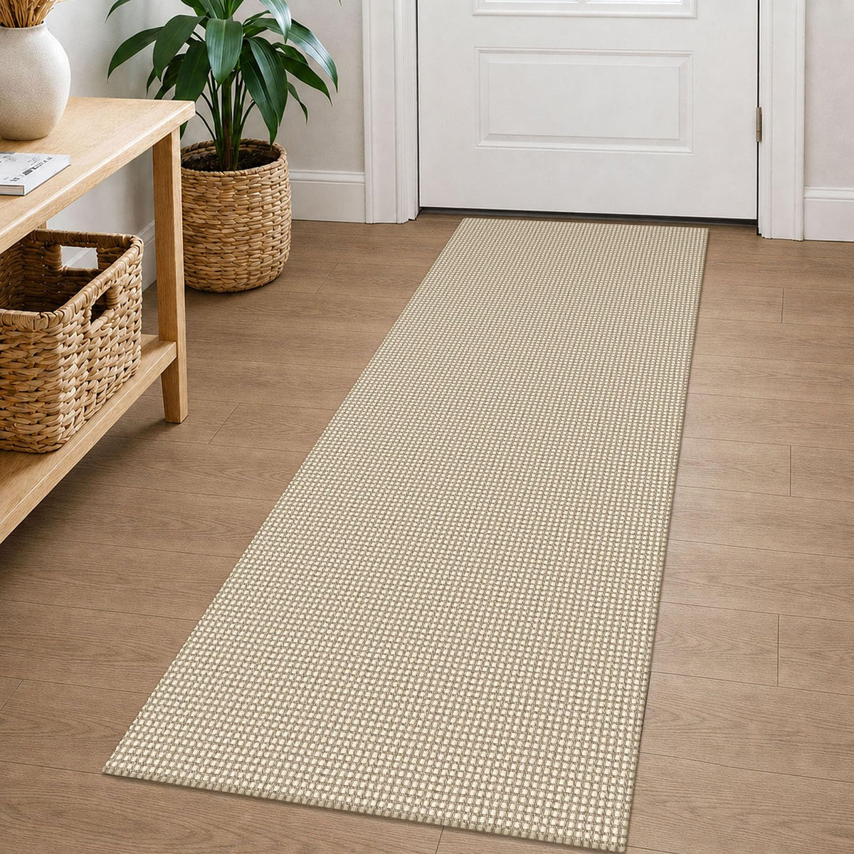 EARTHALL Woven Area Rug 3x5 Ft Washable Rugs for Entryway Braided Non Slip Rubber Backed Throw Rugs Door Mat Indoor Outdoor Entrance Cotton Carpet for Kitchen Foyer Front Door, Orange/Tan/Brown