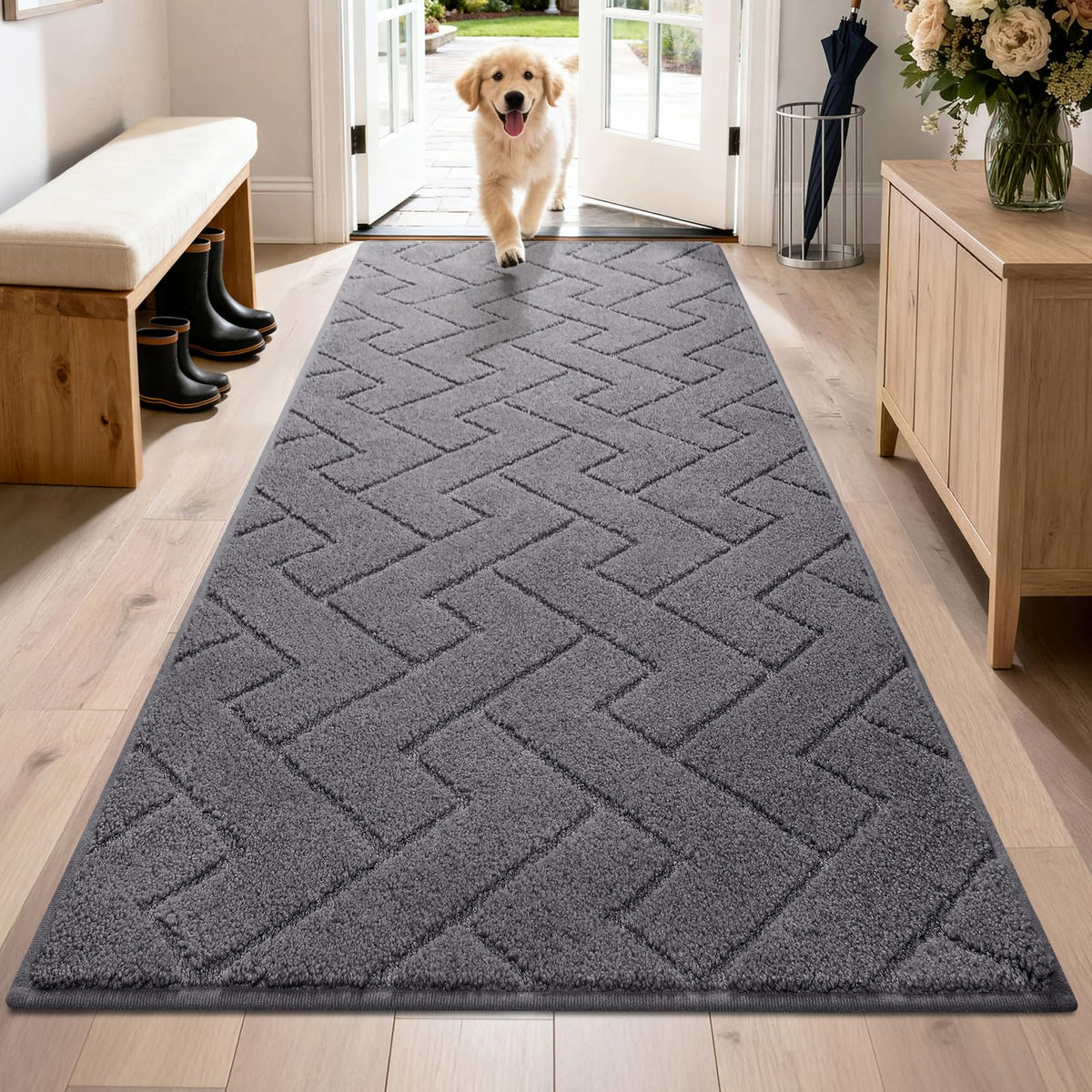 PURRUGS Dirt Trapping Door Mat Indoor Entrance, 32" x 47", Taupe
