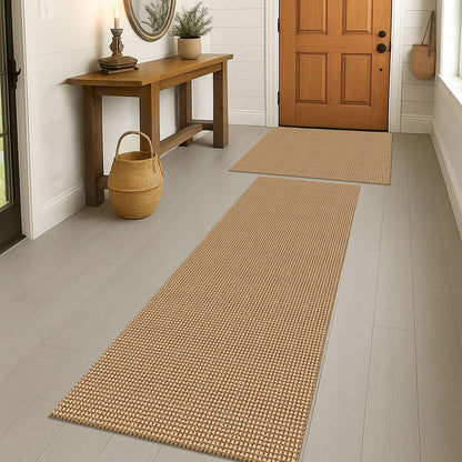 EARTHALL Woven Area Rug 3x5 Ft Washable Rugs for Entryway Braided Non Slip Rubber Backed Throw Rugs Door Mat Indoor Outdoor Entrance Cotton Carpet for Kitchen Foyer Front Door, Orange/Tan/Brown
