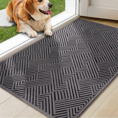 YIHOUSE Dirt Trapper Door Mat 32" x 47", Non-Slip Washable Entrance Mat, Dirt Resistant and Absorbent Welcome Mat, Low Profile Floor Mat for Front/Back Door, Entryway, Red