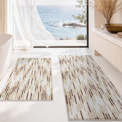 BSICPRO Bathroom Rugs Sets 2 Piece, Modern Bath Mat 20"x47"+20"x32", Blue