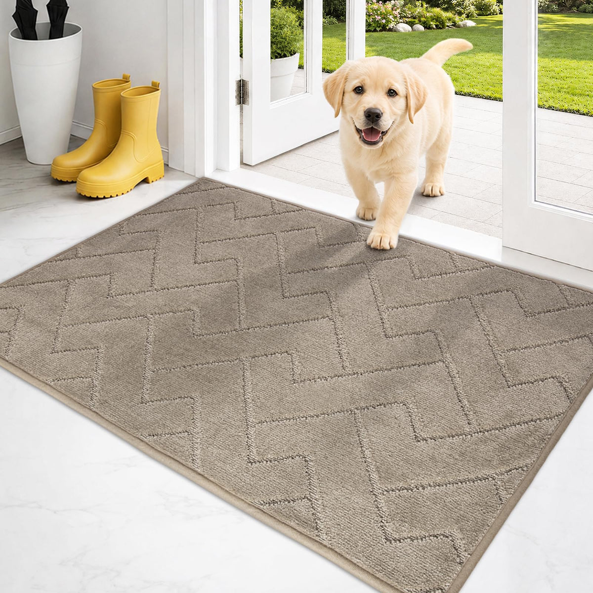 PURRUGS Dirt Trapping Door Mat Indoor Entrance, 32" x 47", Taupe