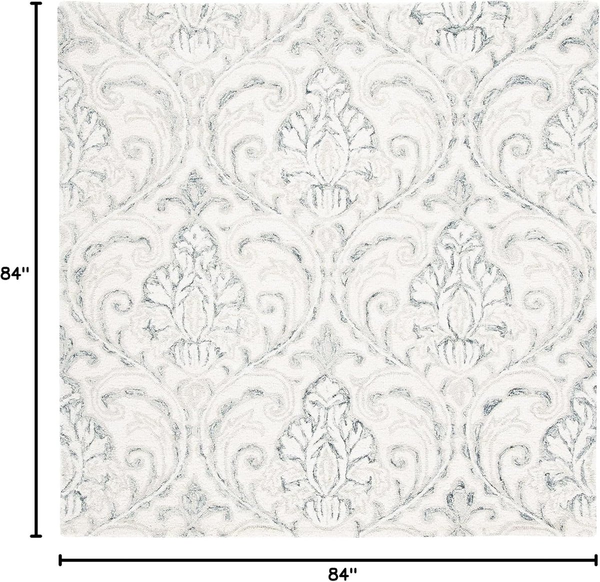 SAFAVIEH Micro-Loop Collection Area Rug - 7' Square, Ivory & Grey, Handmade Wool, Ideal for High Traffic Areas in Living Room, Bedroom (MLP532F)