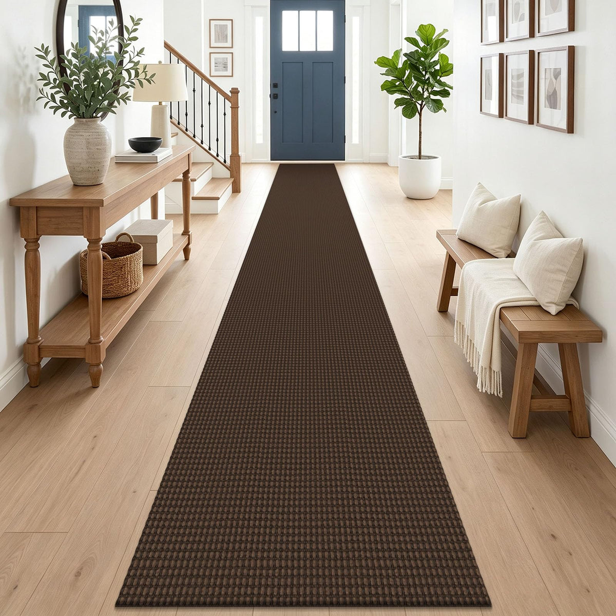 EARTHALL Woven Area Rug 3x5 Ft Washable Rugs for Entryway Braided Non Slip Rubber Backed Throw Rugs Door Mat Indoor Outdoor Entrance Cotton Carpet for Kitchen Foyer Front Door, Orange/Tan/Brown