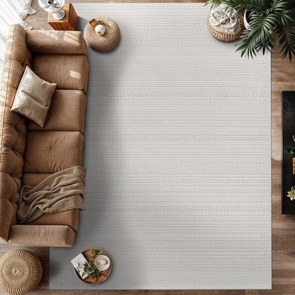 Luul Home Micro Loop Indoor Rug White 9x12 Boho Geometric Neutral Area Rugs for Living Room Soft Luxury Modern Low and High Pile Durable Stain Resistant Non-Shedding Indoor Area Carpet 9 x 12