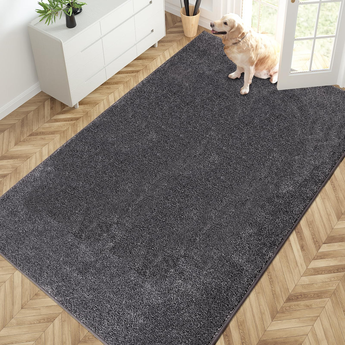 PURRUGS Dirt Trapping Indoor Door Mat, 34" x 59", Charcoal