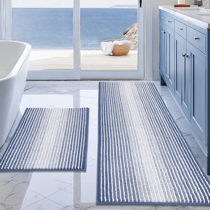BSICPRO Bathroom Rugs Sets 2 Piece, Modern Bath Mat 20"x47"+20"x32", Blue