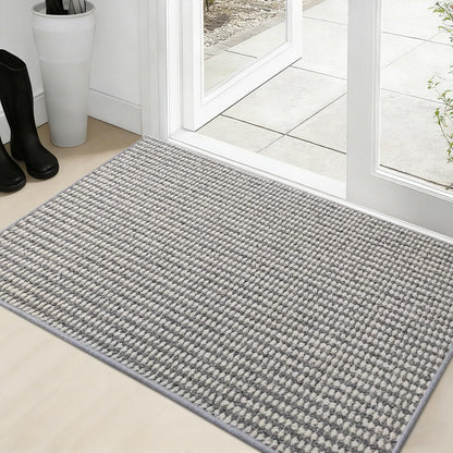 Faux Jute Area Rug 4'x6', Washable & Non-Slip, Grey & White