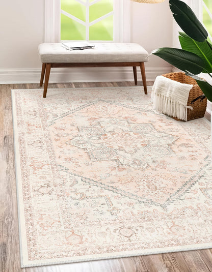 LIVEBOX Sage Washable Vintage Area Rug 3x5 Non-Slip