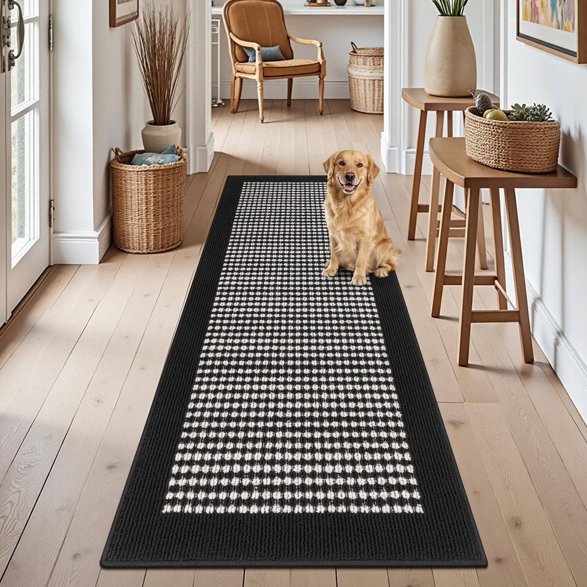 Ileading Laundry Room Runner Rug 2'x6' Non Slip Farmhouse Kitchen Floor Mats with Rubber Backing Machine Washable Beige Indoor Decor Carpet for Doormat Hallway Entryway Petmat Garage Balcony