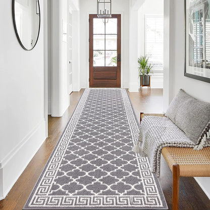 Pauwer Door Mat Indoor Entrance 20"x60", Absorbent Dirt Trapper Rugs, Grey