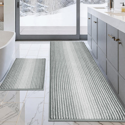 BSICPRO Bathroom Rugs Sets 2 Piece, Modern Bath Mat 20"x47"+20"x32", Blue