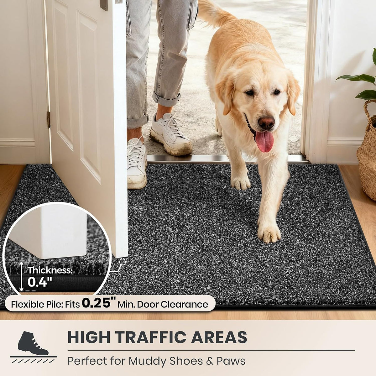 PURRUGS Dirt Trapping Indoor Door Mat, 31.5" x 47", Charcoal