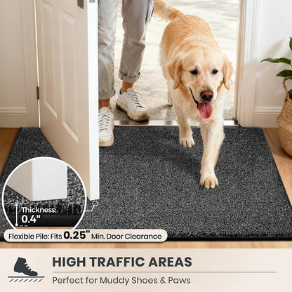 PURRUGS Dirt Trapping Indoor Door Mat, 31.5" x 47", Charcoal