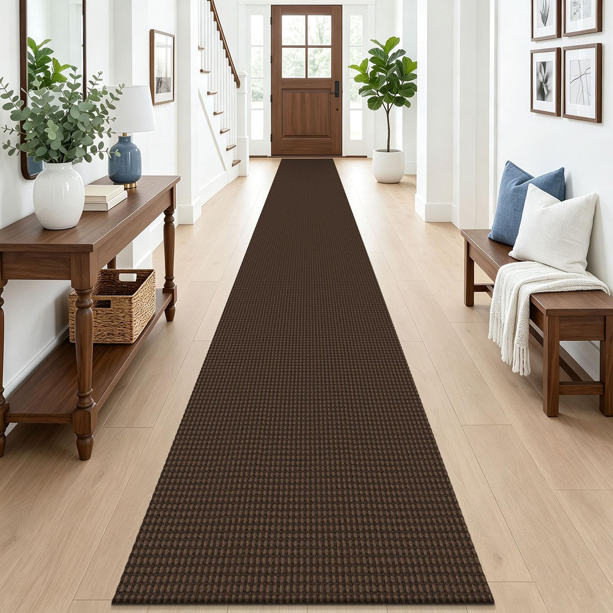 EARTHALL Woven Area Rug 3x5 Ft Washable Rugs for Entryway Braided Non Slip Rubber Backed Throw Rugs Door Mat Indoor Outdoor Entrance Cotton Carpet for Kitchen Foyer Front Door, Orange/Tan/Brown