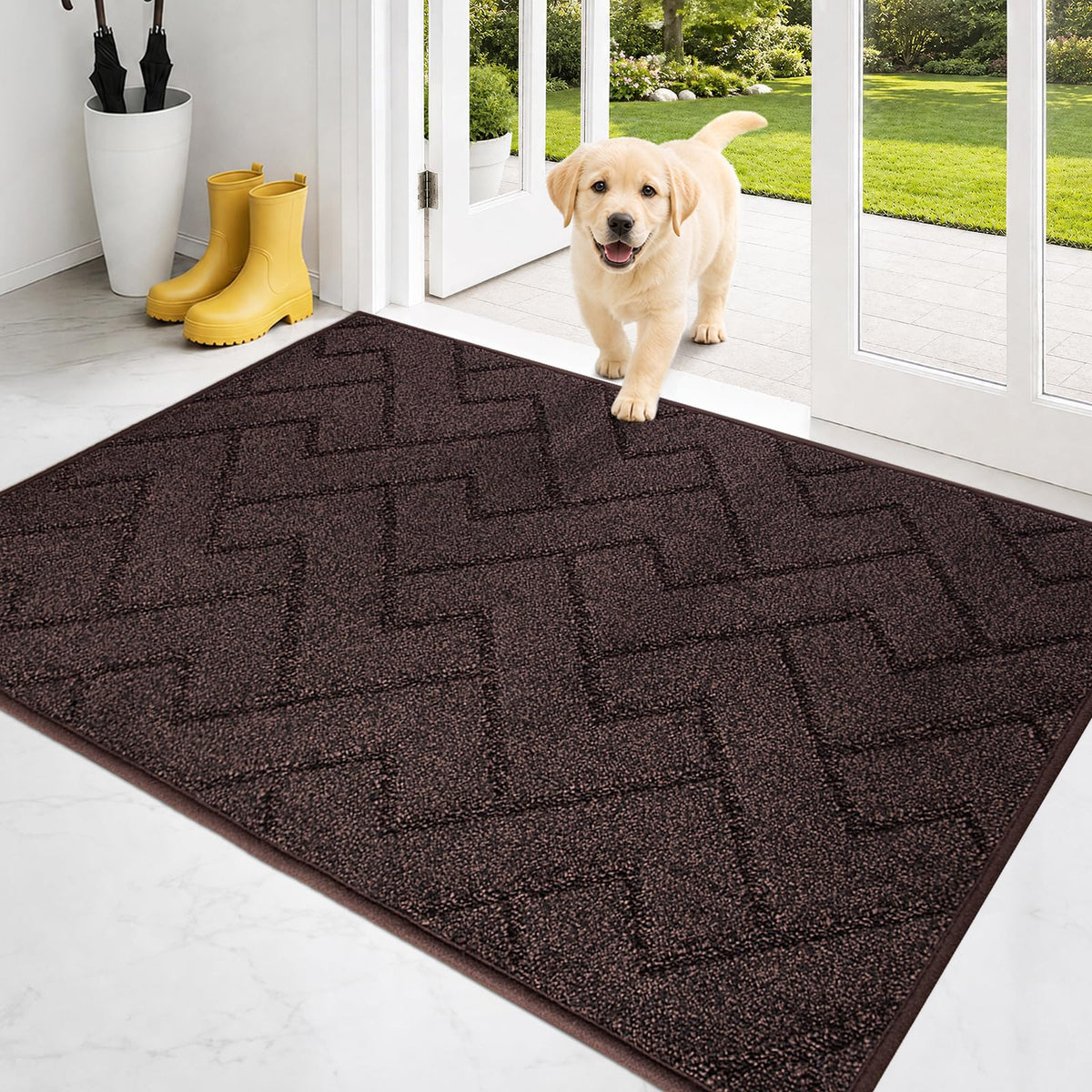 PURRUGS Dirt Trapping Door Mat Indoor Entrance, 32" x 47", Taupe
