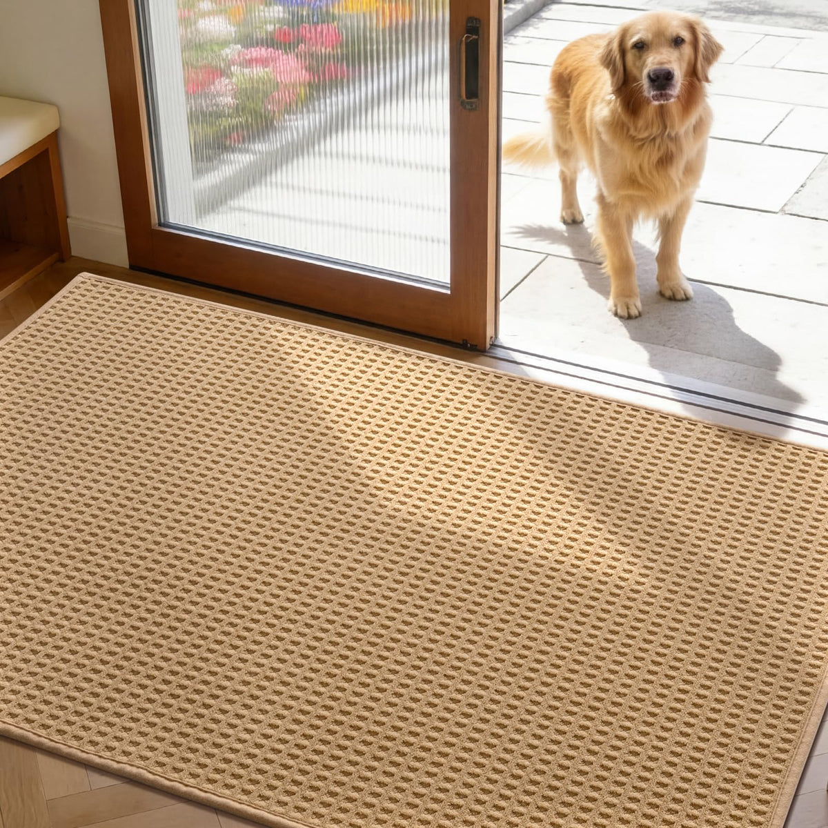 YIHOUSE Indoor Door Mat 24" x 36", Non-Slip Washable Entryway Mat, Dirt Trapper Absorbent Entrance Mat, Low Profile Floor Mat for Front/Back Door, Entryway, Dark Gray ﻿