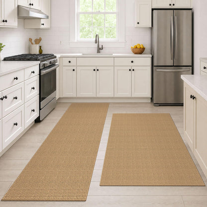 EARTHALL Woven Area Rug 3x5 Ft Washable Rugs for Entryway Braided Non Slip Rubber Backed Throw Rugs Door Mat Indoor Outdoor Entrance Cotton Carpet for Kitchen Foyer Front Door, Orange/Tan/Brown