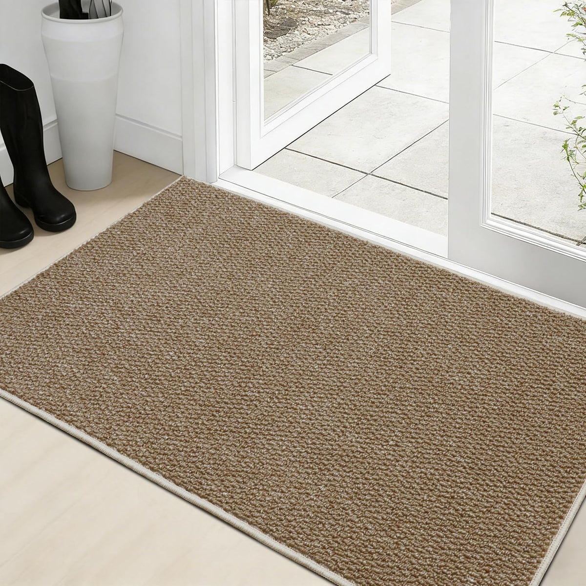 Faux Jute Area Rug 4'x6', Washable & Non-Slip, Grey & White