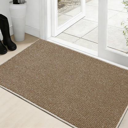 Faux Jute Area Rug 4'x6', Washable & Non-Slip, Grey & White