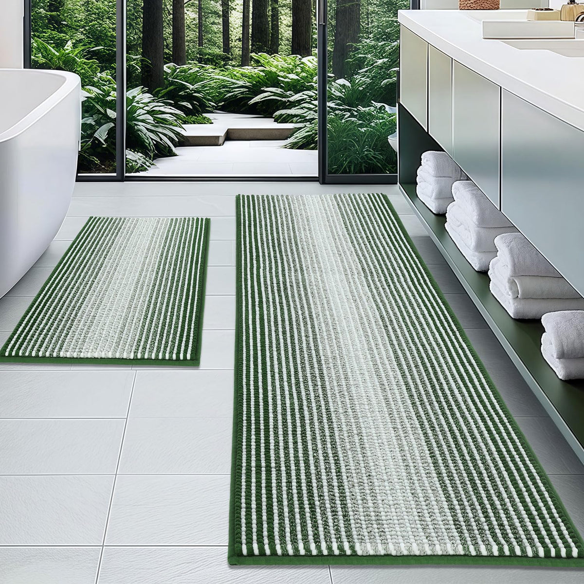 BSICPRO Bathroom Rugs Sets 2 Piece, Modern Bath Mat 20"x47"+20"x32", Blue