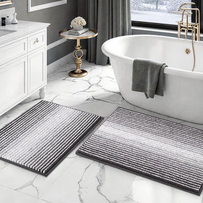 BSICPRO Bathroom Rugs Sets 2 Piece, Modern Bath Mat 20"x47"+20"x32", Blue
