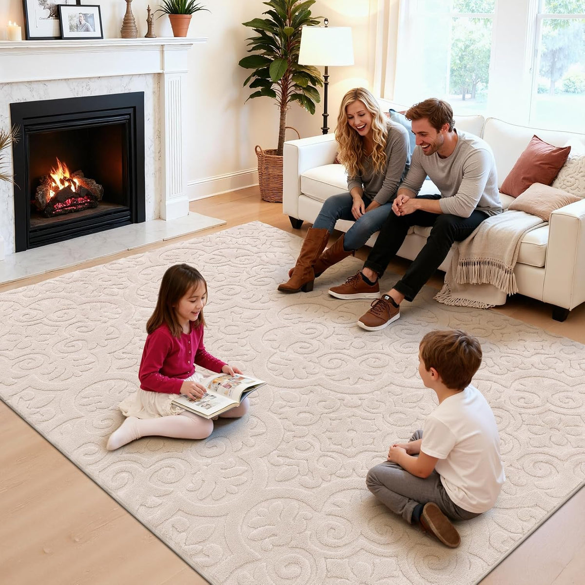 U'Artlines 6x9ft Washable Area Rug for Living Room,Neutral Beige Rugs
