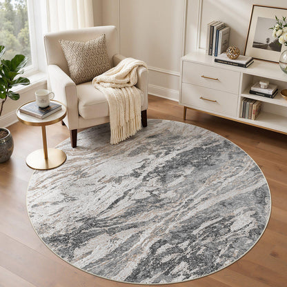 Area Rugs for Living Room: 9X12 Abstract Washable Rug Modern Neutral Large Soft Stain Resistant Non-Slip for Bedroom Dining Room Indoor Home Office Carpet - Blue Brown