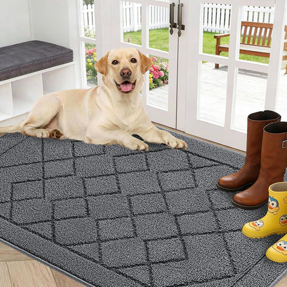 REFETONE Indoor Doormat 32" x 40", Low-Profile Front Door Mat, Dark Gray