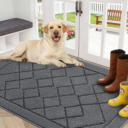 REFETONE Indoor Doormat 32" x 40", Low-Profile Front Door Mat, Dark Gray