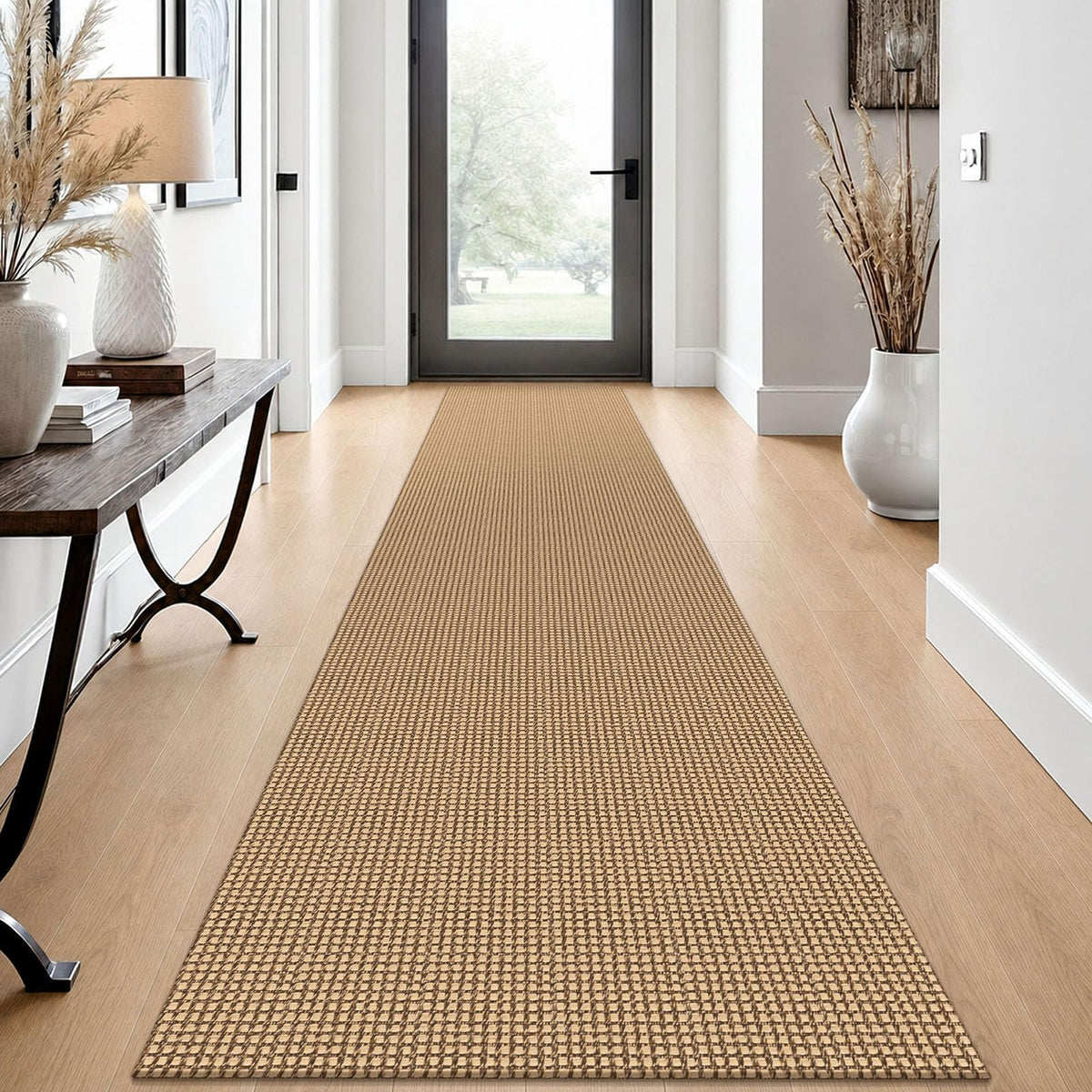 EARTHALL Woven Area Rug 3x5 Ft Washable Rugs for Entryway Braided Non Slip Rubber Backed Throw Rugs Door Mat Indoor Outdoor Entrance Cotton Carpet for Kitchen Foyer Front Door, Orange/Tan/Brown