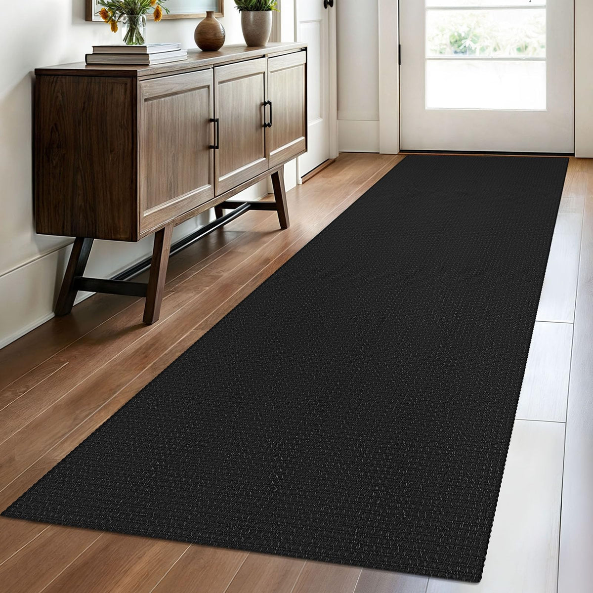 EARTHALL Woven Area Rug 3x5 Ft Washable Rugs for Entryway Braided Non Slip Rubber Backed Throw Rugs Door Mat Indoor Outdoor Entrance Cotton Carpet for Kitchen Foyer Front Door, Orange/Tan/Brown