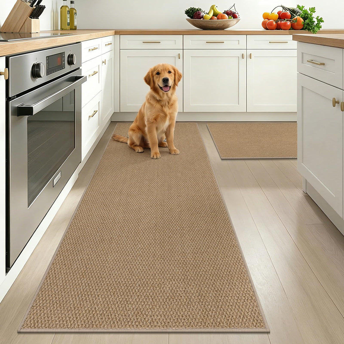 HEBE Kitchen Rugs Set of 2, Non Slip Washable Kitchen Mats for Floor