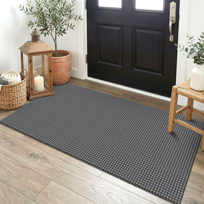 EARTHALL Woven Area Rug 3x5 Ft Washable Rugs for Entryway Braided Non Slip Rubber Backed Throw Rugs Door Mat Indoor Outdoor Entrance Cotton Carpet for Kitchen Foyer Front Door, Orange/Tan/Brown