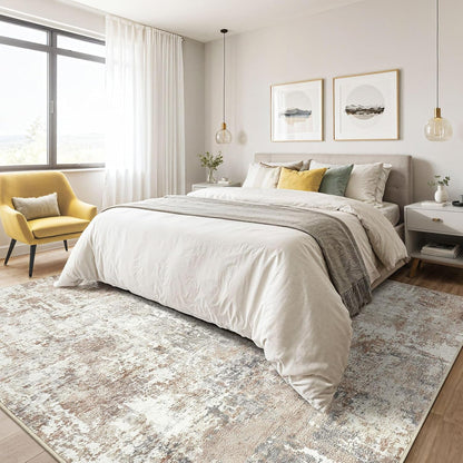 LOONGRUG 10x14 Area Rugs Washable Large Neutral Modern Living Room Rug