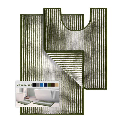 BSICPRO Bathroom Rugs Sets 2 Piece, Modern Bath Mat 20"x47"+20"x32", Blue