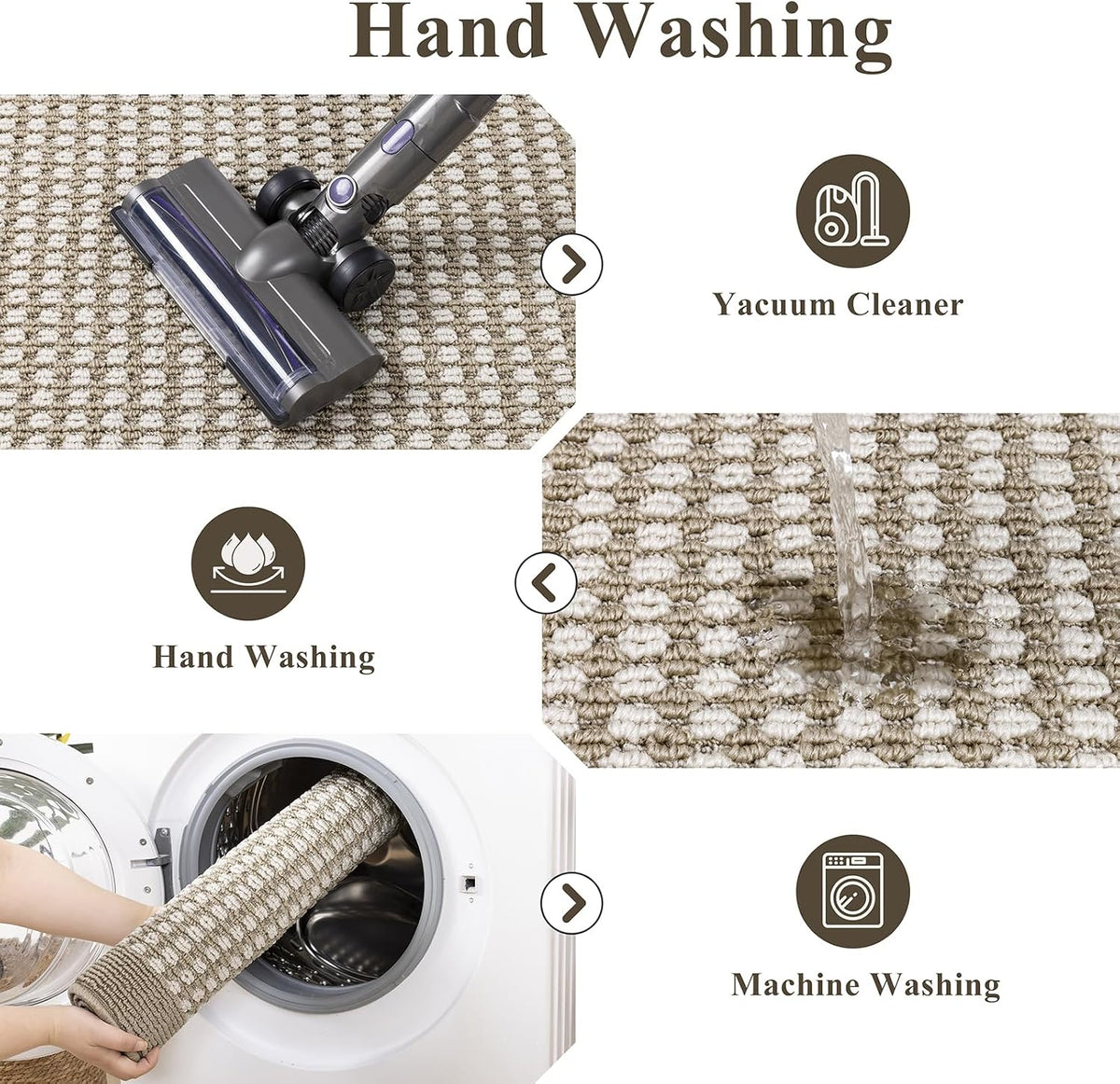Ileading Laundry Room Runner Rug 2'x6' Non Slip Farmhouse Kitchen Floor Mats with Rubber Backing Machine Washable Beige Indoor Decor Carpet for Doormat Hallway Entryway Petmat Garage Balcony
