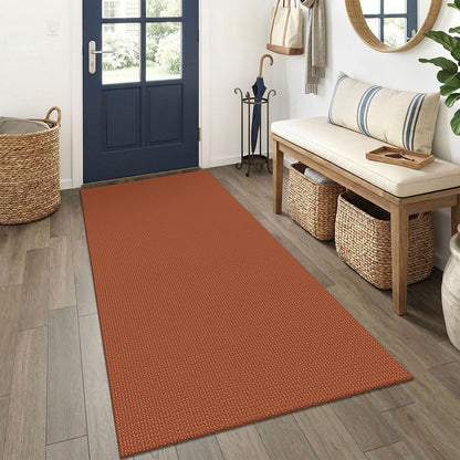 EARTHALL Woven Area Rug 3x5 Ft Washable Rugs for Entryway Braided Non Slip Rubber Backed Throw Rugs Door Mat Indoor Outdoor Entrance Cotton Carpet for Kitchen Foyer Front Door, Orange/Tan/Brown