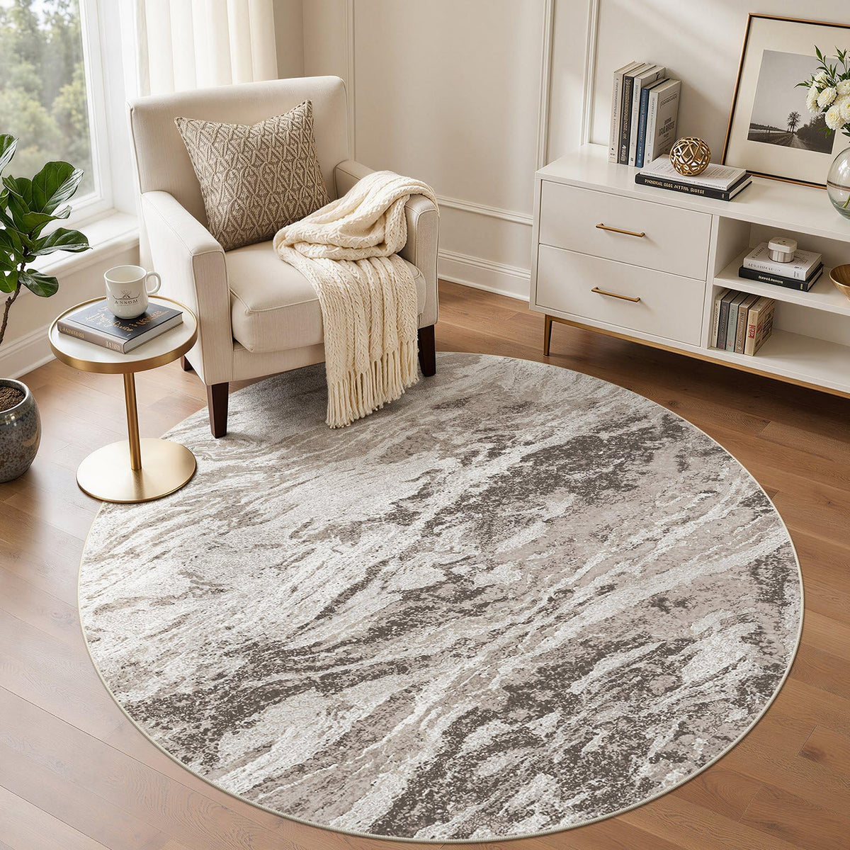 Area Rugs for Living Room: 9X12 Abstract Washable Rug Modern Neutral Large Soft Stain Resistant Non-Slip for Bedroom Dining Room Indoor Home Office Carpet - Blue Brown