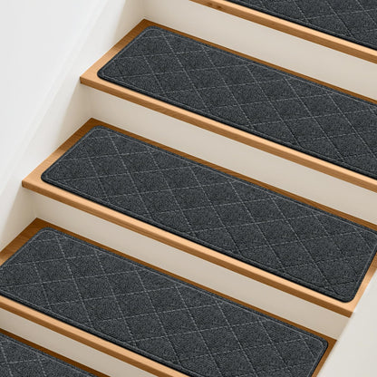 15 Pcs Stair Treads Non-Slip for Wooden Steps, 8"x30" Beige