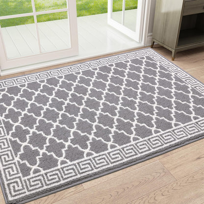Pauwer Door Mat Indoor Entrance 20"x60", Absorbent Dirt Trapper Rugs, Grey