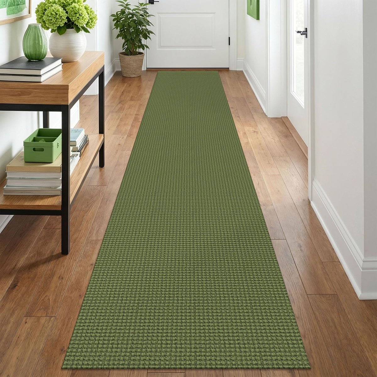 IOHOUZE Washable Area Rug 3x5 Non Slip Rubber Backed Woven Rugs for Entryway Rugs Indoor Outdoor Doormat Throw Rug Floor Carpet for Entrance Kitchen Front Door, Olive Green/Earthy Green