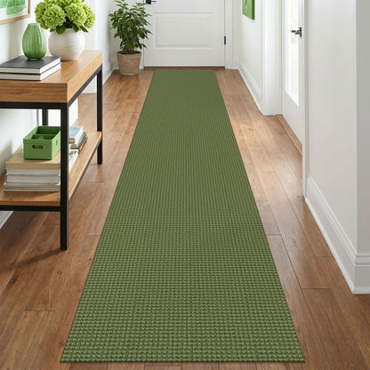 IOHOUZE Washable Area Rug 3x5 Non Slip Rubber Backed Woven Rugs for Entryway Rugs Indoor Outdoor Doormat Throw Rug Floor Carpet for Entrance Kitchen Front Door, Olive Green/Earthy Green