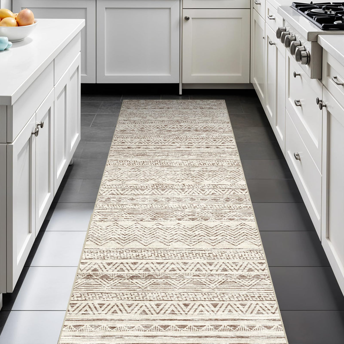 2'6"x8 Runner Rug Washable Moroccan: Non Slip Kitchen Long Floor Mat Gray