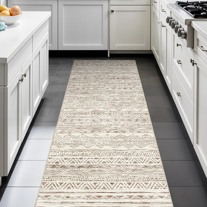 2'6"x8 Runner Rug Washable Moroccan: Non Slip Kitchen Long Floor Mat Gray