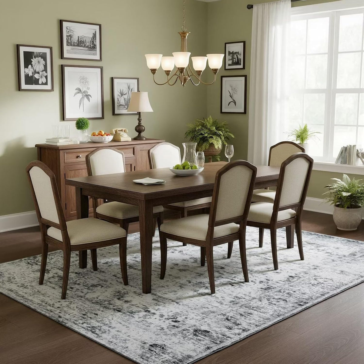 Washable 6x9 Area Rug for Living Room, Non-Slip Large Grey Bedroom Rugs