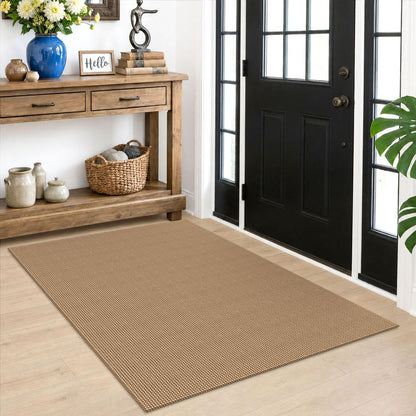 EARTHALL Woven Area Rug 3x5 Ft Washable Rugs for Entryway Braided Non Slip Rubber Backed Throw Rugs Door Mat Indoor Outdoor Entrance Cotton Carpet for Kitchen Foyer Front Door, Orange/Tan/Brown