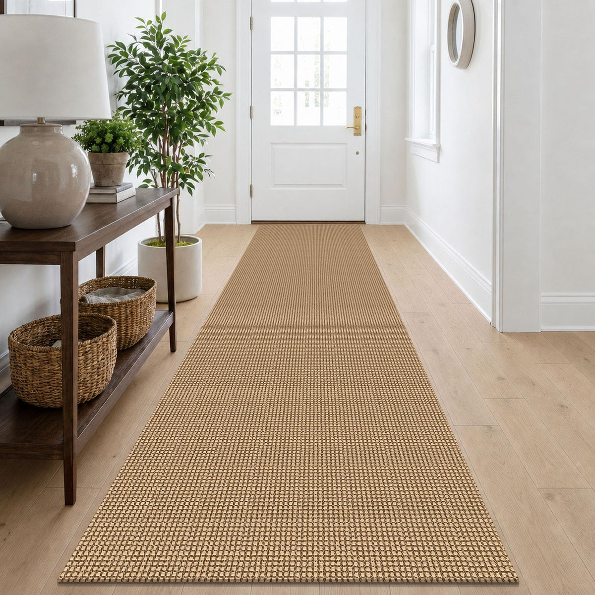 IOHOUZE Small Area Rug 2x3 Washable Woven Rugs for Entryway Non Slip Rubber Backed Front Door Rugs Indoor Doormat Throw Rug Floor Carpet for Entrance Kitchen, Cream/Beige